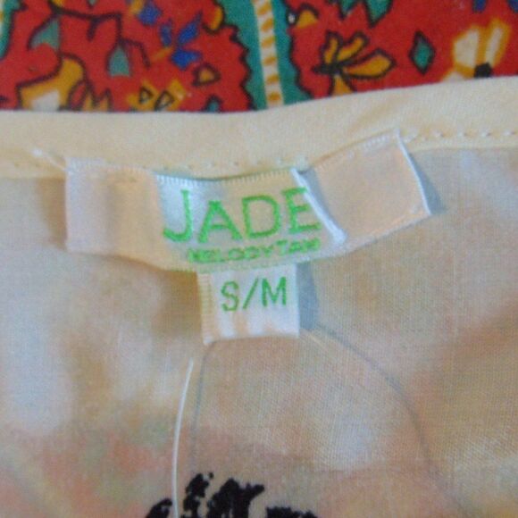 NWT JADE Ivory & Black V Neck Flowy Lightweight Open Arm Floral Tunic Size S/M - Picture 8 of 10